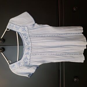 Passport Light Blue Embroidered Blouse